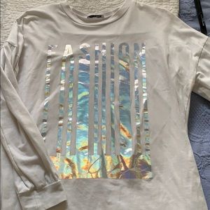 Fashion Nova iridescent “fashion girl” tee